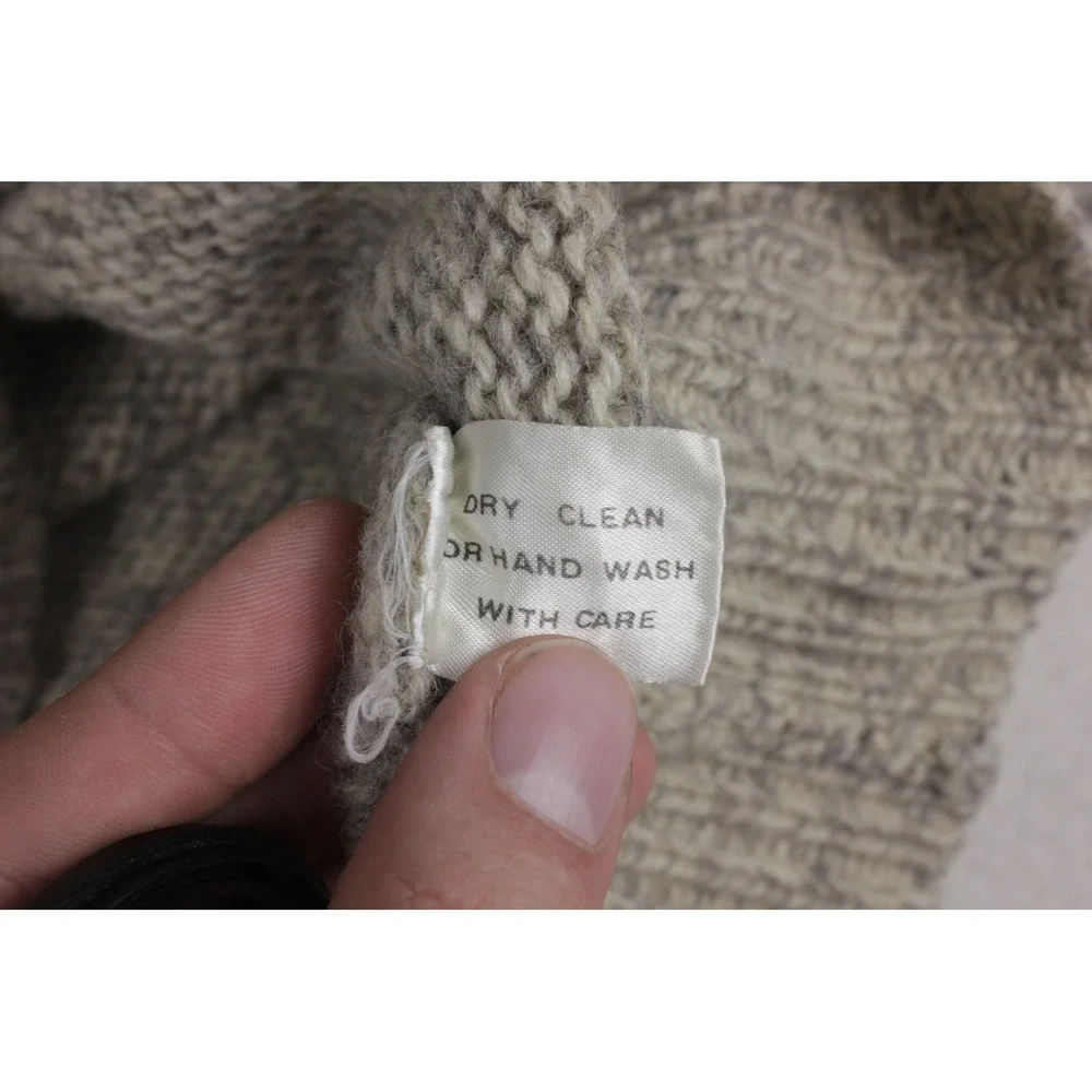 Vintage  Boston Traders Wool Sweater Mens L Fisherman Oatmeal Crewneck